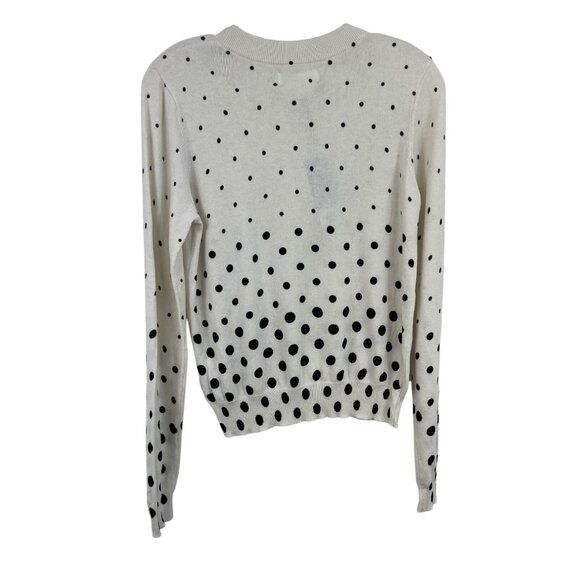 Popsugar White w/Black Polka Dots Long Sleeve Sweater Womens Size Large - Picture 2 of 10